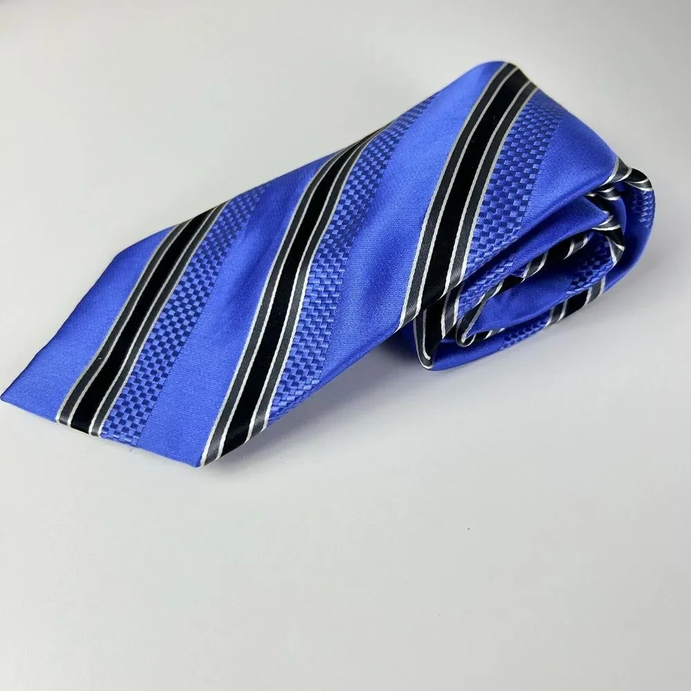Bugatti Green Blue Black Striped Woven Classic Pointed Tie Men's One‎ Size